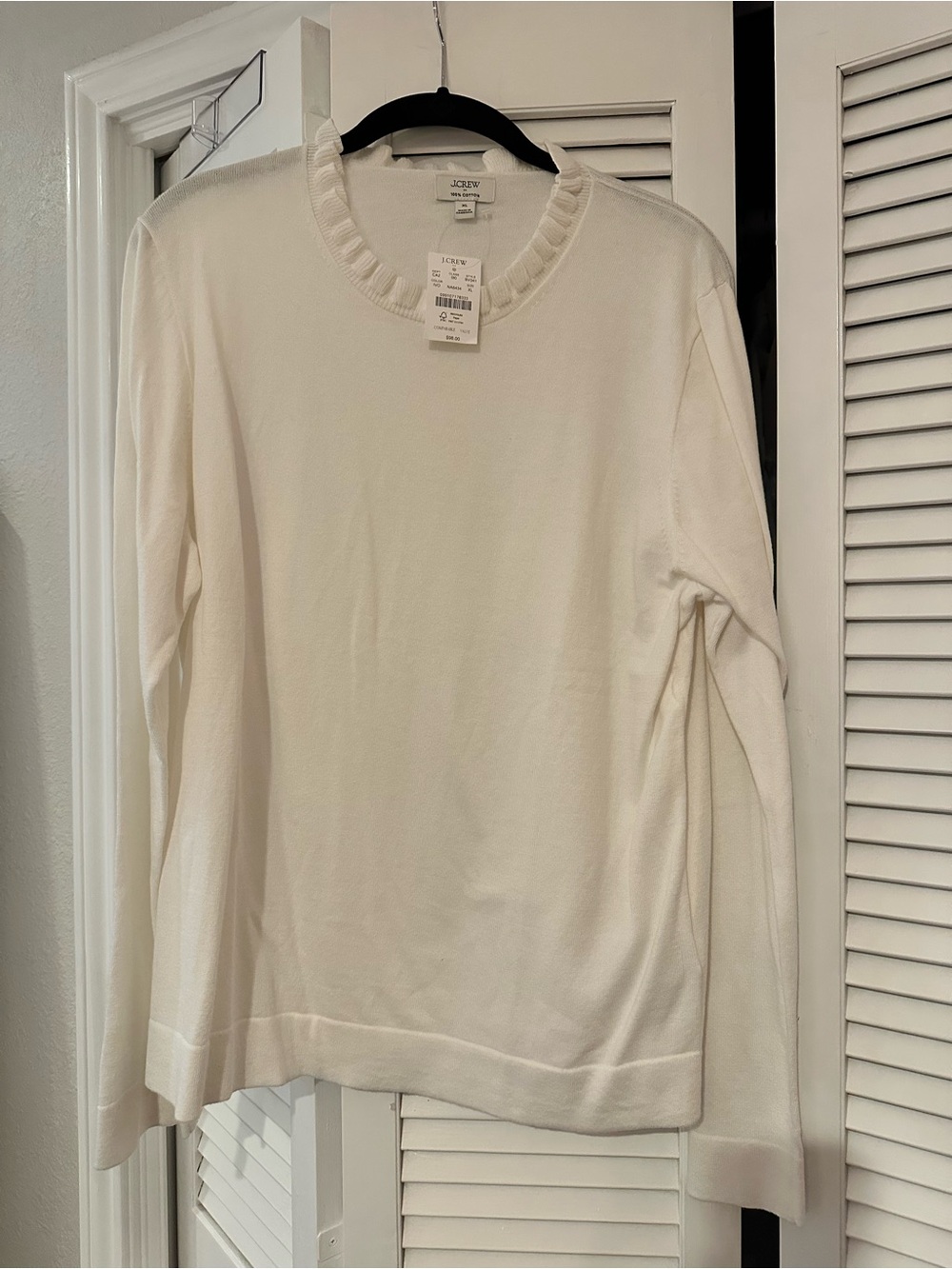 J.Crew Factory Ruffle Neck Sweater in Ivory